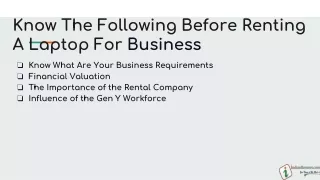 Know The Following Before Renting A Laptop For Business