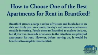 How To Choose Apartments for Rent in Brantford?