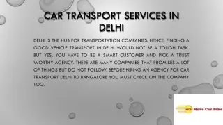 Car Transport Services in Delhi | PAckers And Movers in Delhi