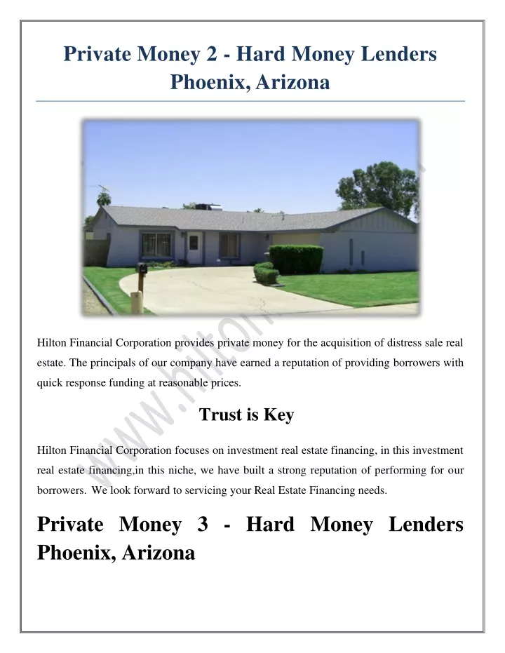 private money 2 hard money lenders phoenix arizona