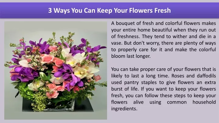 3 ways you can keep your flowers fresh