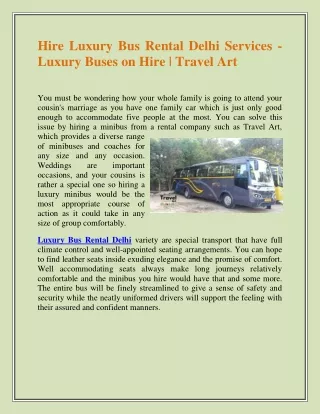 Hire Luxury Bus Rental Delhi Services