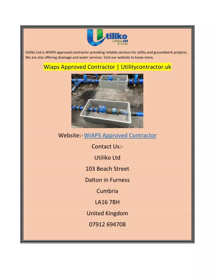 utiliko ltd is wiaps approved contractor