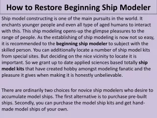 how to restore beginning ship modeler