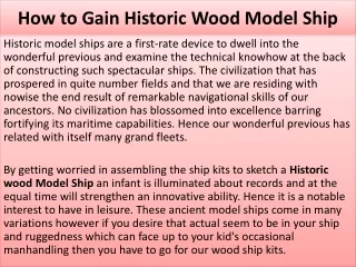 how to gain historic wood model ship