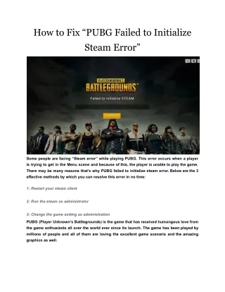 how to fix pubg failed to initialize steam error