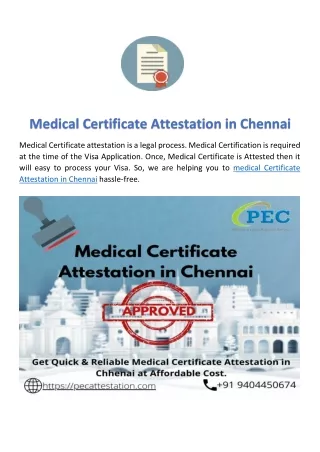 Medical Certificate Attestation in Chennai