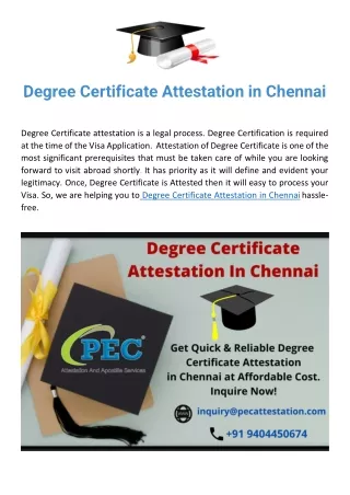 Degree Certificate Attestation in Chennai