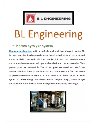 Plasma pyrolysis system & Sanitary napkin incinerator manufacturers