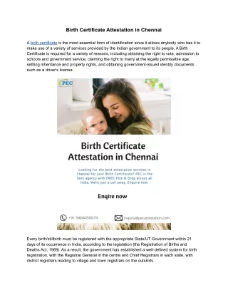 Birth Certificate Attestation in Chennai