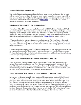 microsoft office tips an overview
