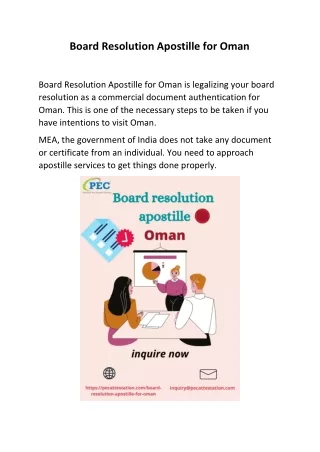 Board Resolution Apostille for Oman