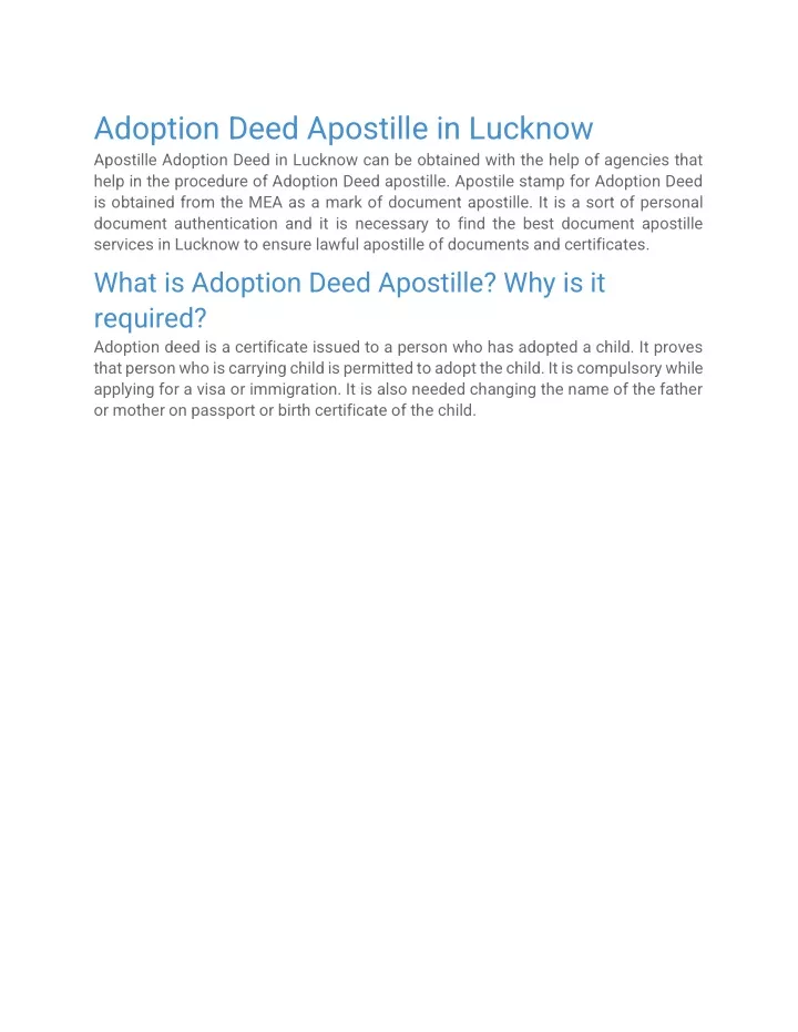 adoption deed apostille in lucknow apostille
