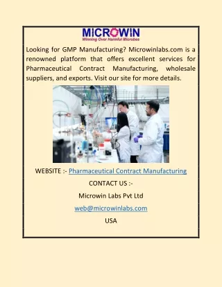 Pharmaceutical Contract Manufacturing Microwinlabs.com