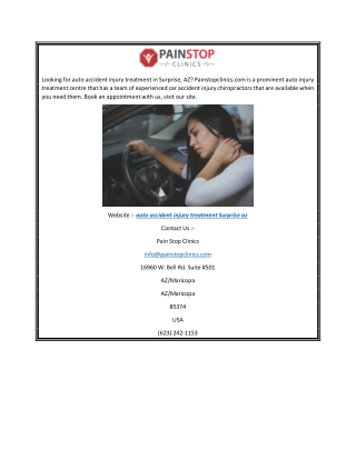 Auto Accident Injury Treatment Surprise AZ  Painstopclinics.com