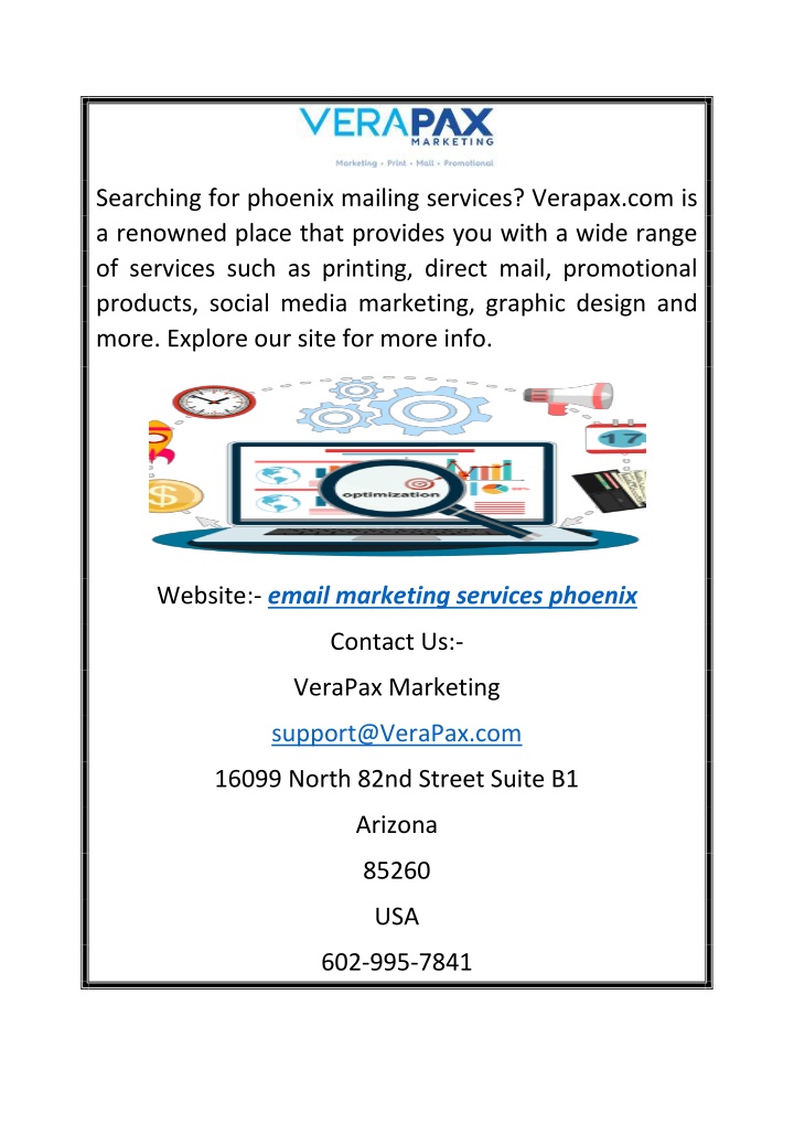 searching for phoenix mailing services verapax