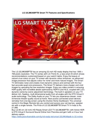 LG 32LM636BPTB Smart TV Features and Specifications
