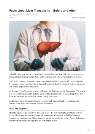 facts about liver transplants before and after