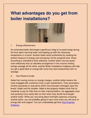 what advantages do you get from boiler