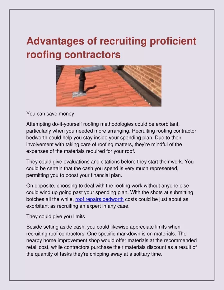 advantages of recruiting proficient roofing