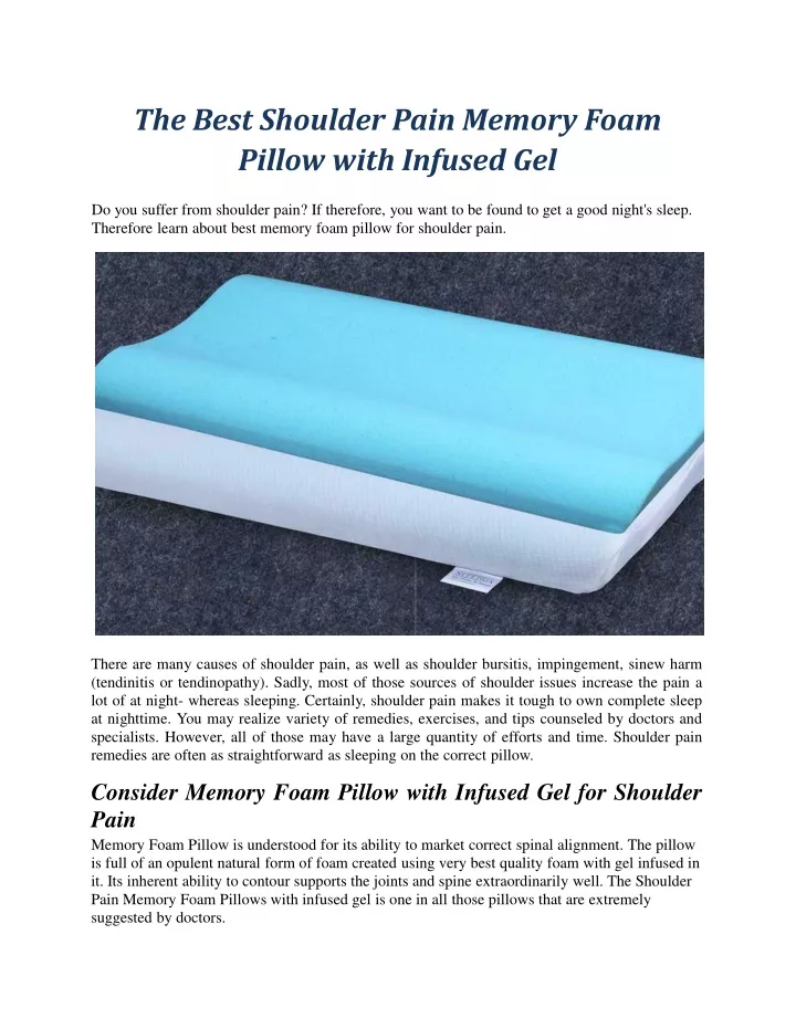 the best shoulder pain memory foam pillow with