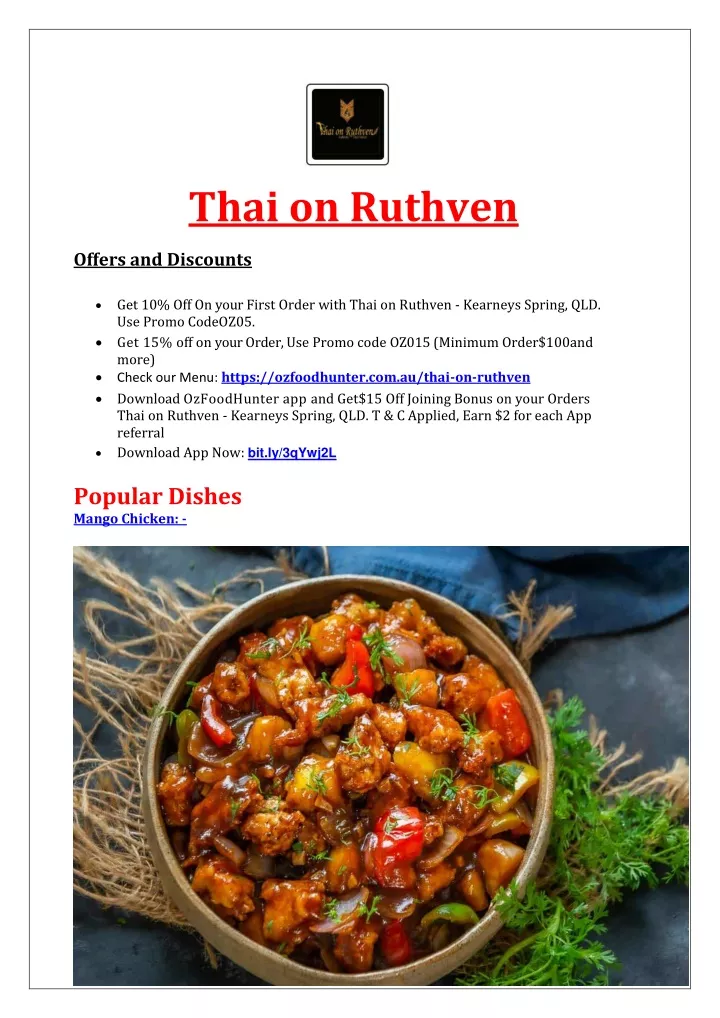 thai on ruthven offers and discounts