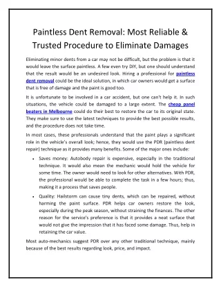 paintless dent removal most reliable trusted