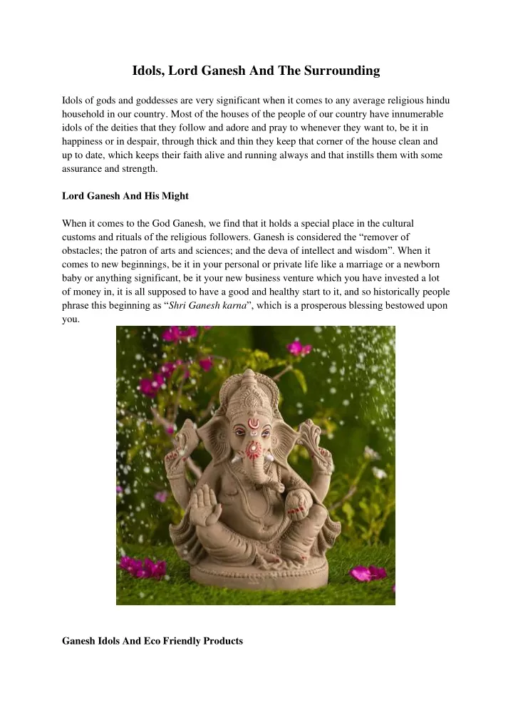 idols lord ganesh and the surrounding