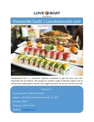 Oceanside Sushi | Loveboatsushi.com