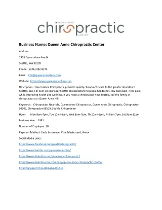 Queen Anne Chiropractic Center
