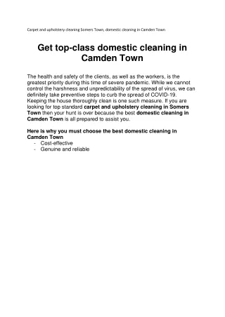 carpet and upholstery cleaning somers town