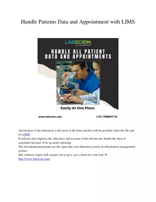 handle patients data and appointment with lims