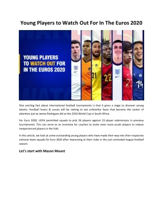 young players to watch out for in the euros 2020