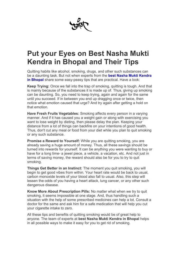 put your eyes on best nasha mukti kendra