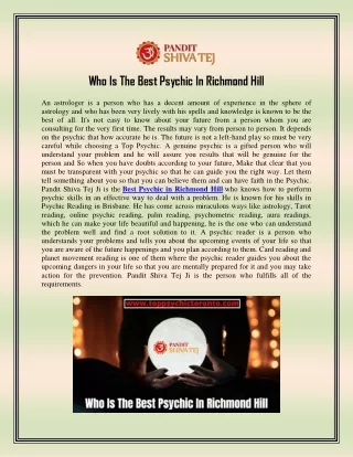 Who Is The Best Psychic In Richmond Hill