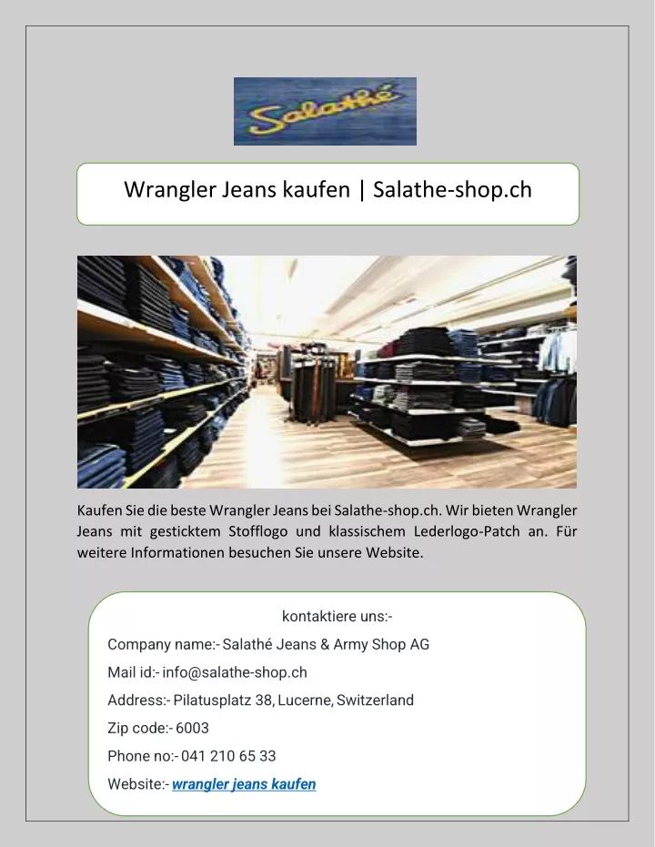 wrangler jeans kaufen salathe shop ch