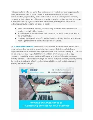 What is the Importance of IT Consulting Services for Your Business - Whiz Solutions