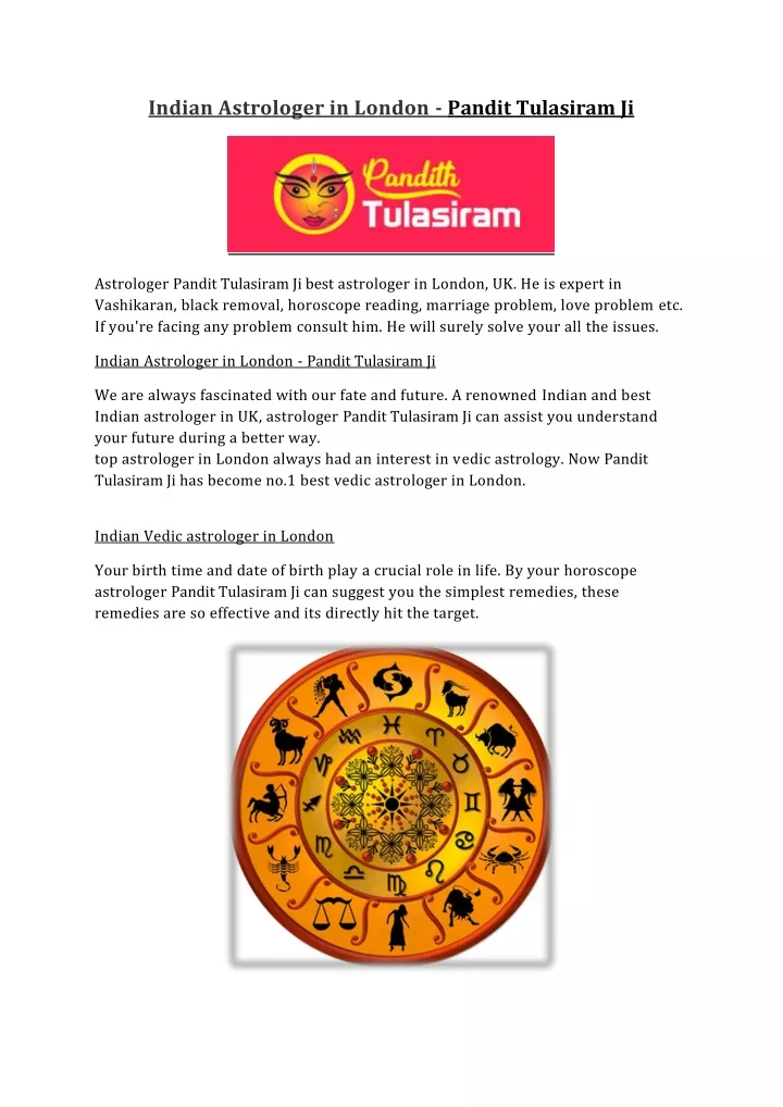 indian astrologer in london pandit tulasiram ji