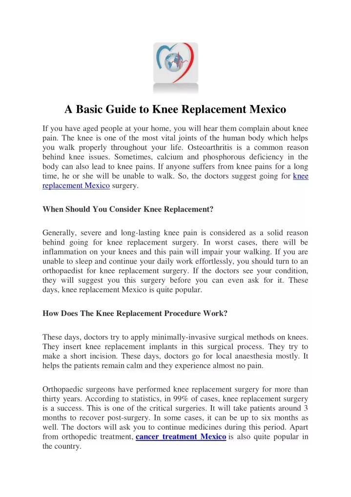 a basic guide to knee replacement mexico