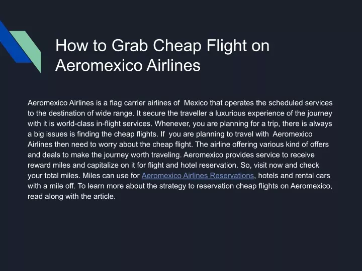 how to grab cheap flight on aeromexico airlines