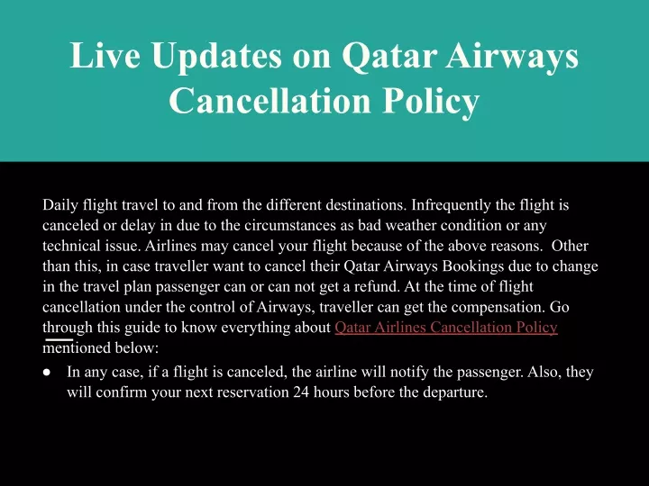 live updates on qatar airways cancellation policy