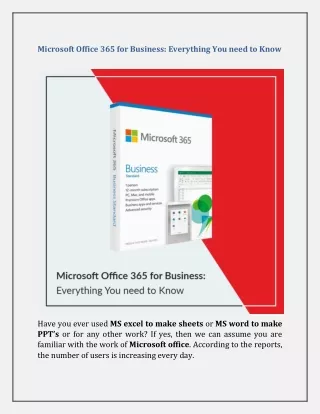 Microsoft Office 365 for Business Everything You need to Know