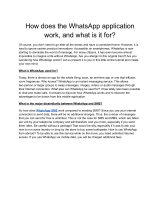 how does the whatsapp application work and what