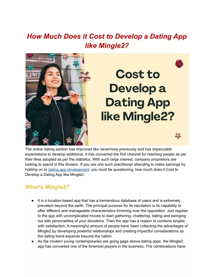 how much does it cost to develop a dating