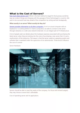 How much does servers cost.What exactly do they do.
