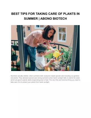 BEST TIPS FOR TAKING CARE OF PLANTS IN SUMMER _ ABONO BIOTECH