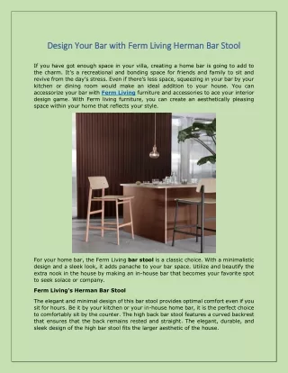 design your bar with ferm living herman bar stool