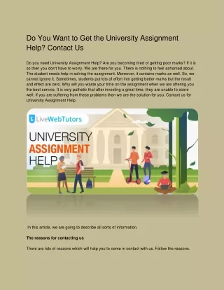 Do You Want To Get The University Assignment Help