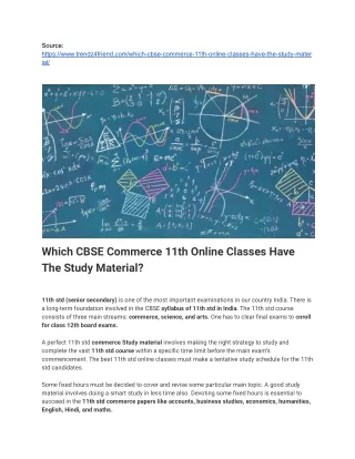 Which CBSE Commerce 11th Online Classes Have The Study Material_