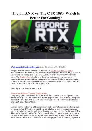 The TITAN X vs. The GTX 1080- Which Is Better For Gaming